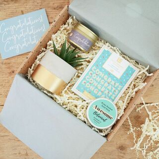 Congratulations plant, candle and chocolate gift set